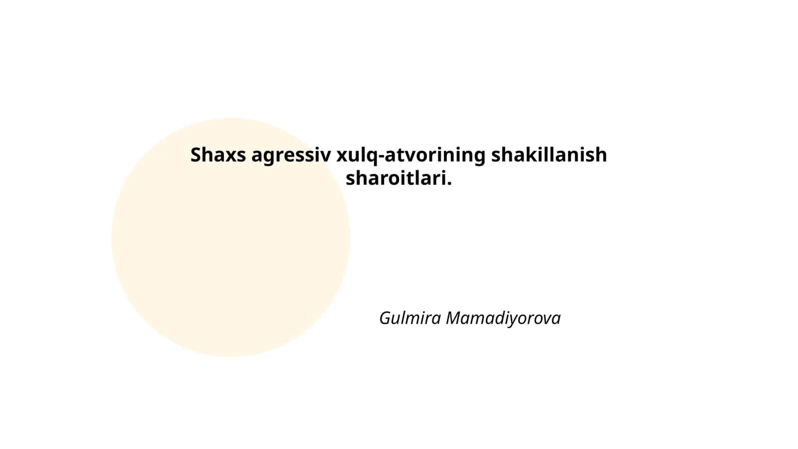 Agressiv xulq-atvorning shakillanish sharoitlari