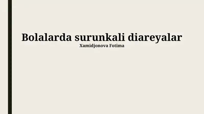 Bolalarda surunkali diareyalar