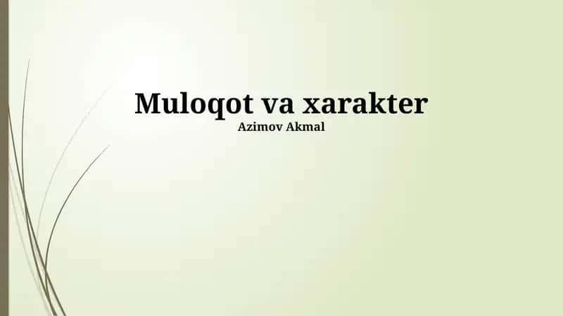 Muloqot va xarakter