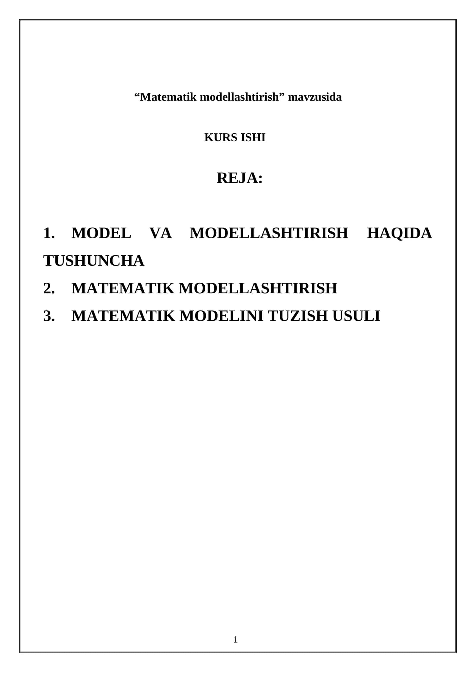 Matematik modellashtirish