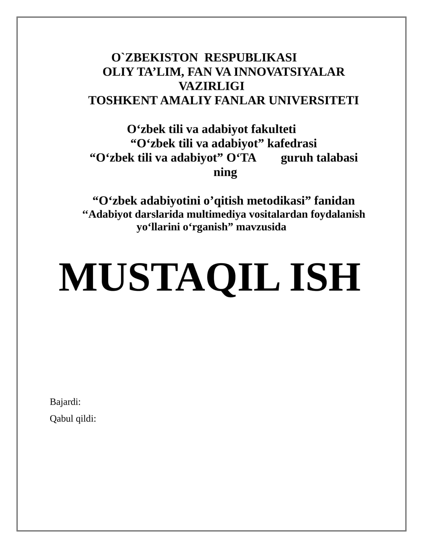 Adabiyot darslarida multimediya vositalardan foydalanish yo‘llarini o‘rganish