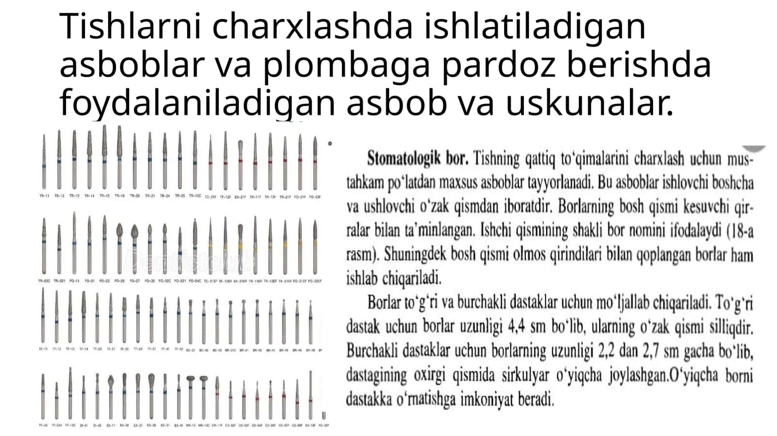 Tishlarni charxlash asborlari