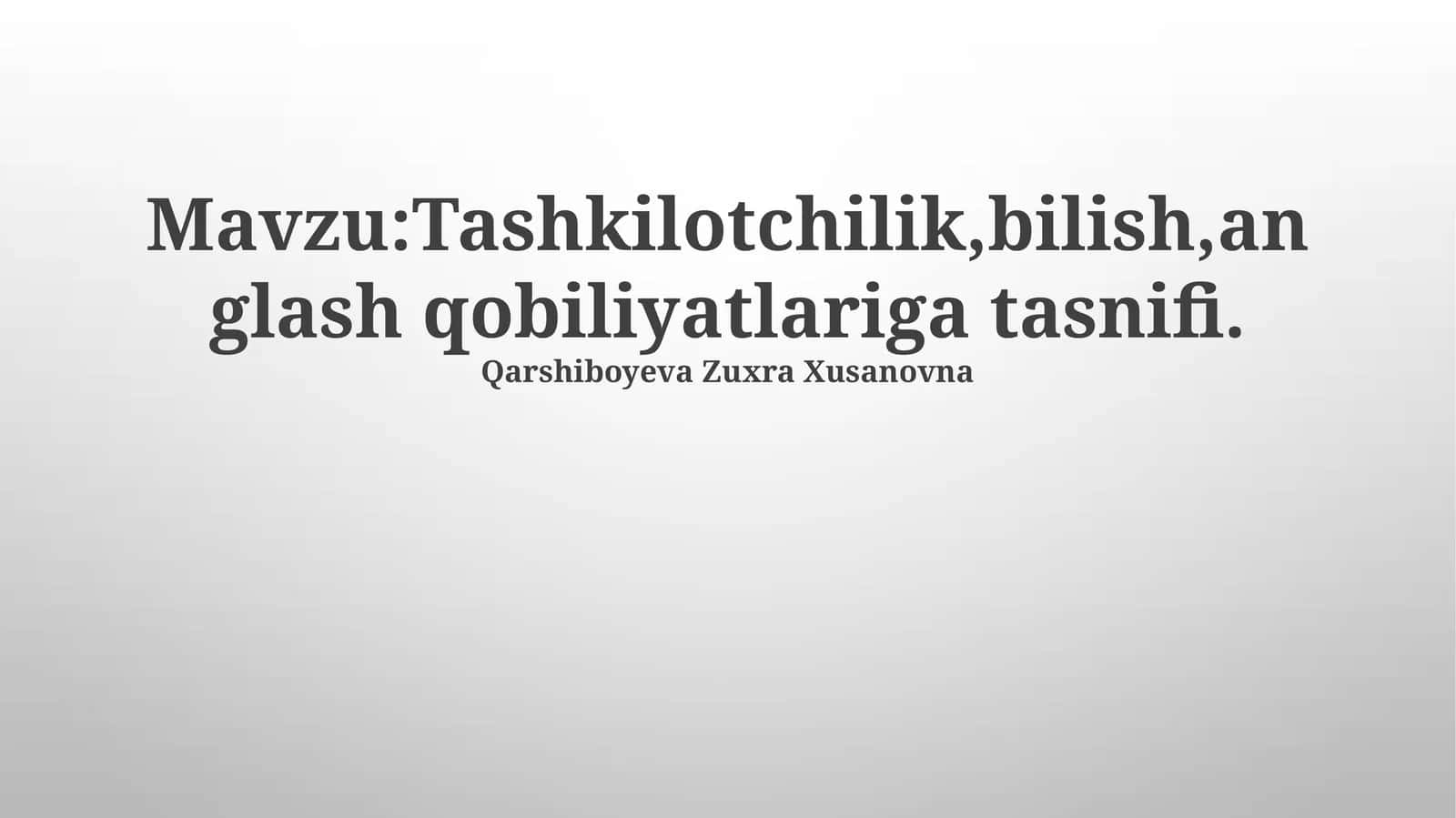 Tashkiliy Qobiliyatlar Tasnifi