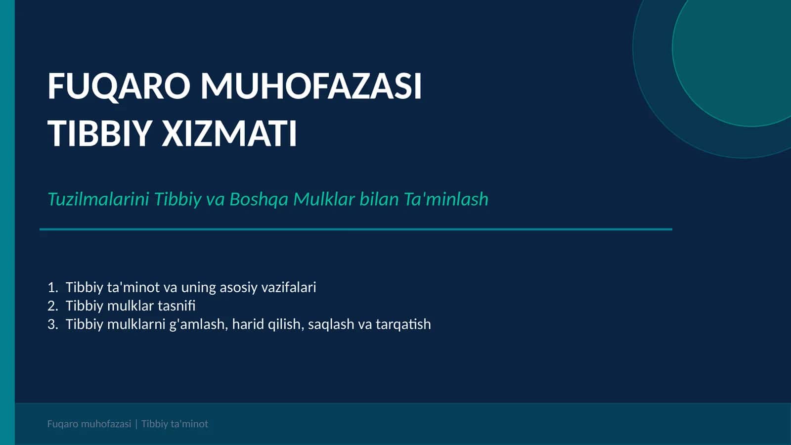 Fuqaro muxofazasi tibbiy xizmati tuzilmalarini tibbiy va boshqa mulklar
bilan taminlash.