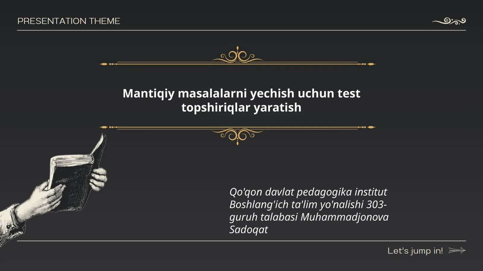 Mantiqiy masalalarni yechish uchun test topshiriqlar yaratish