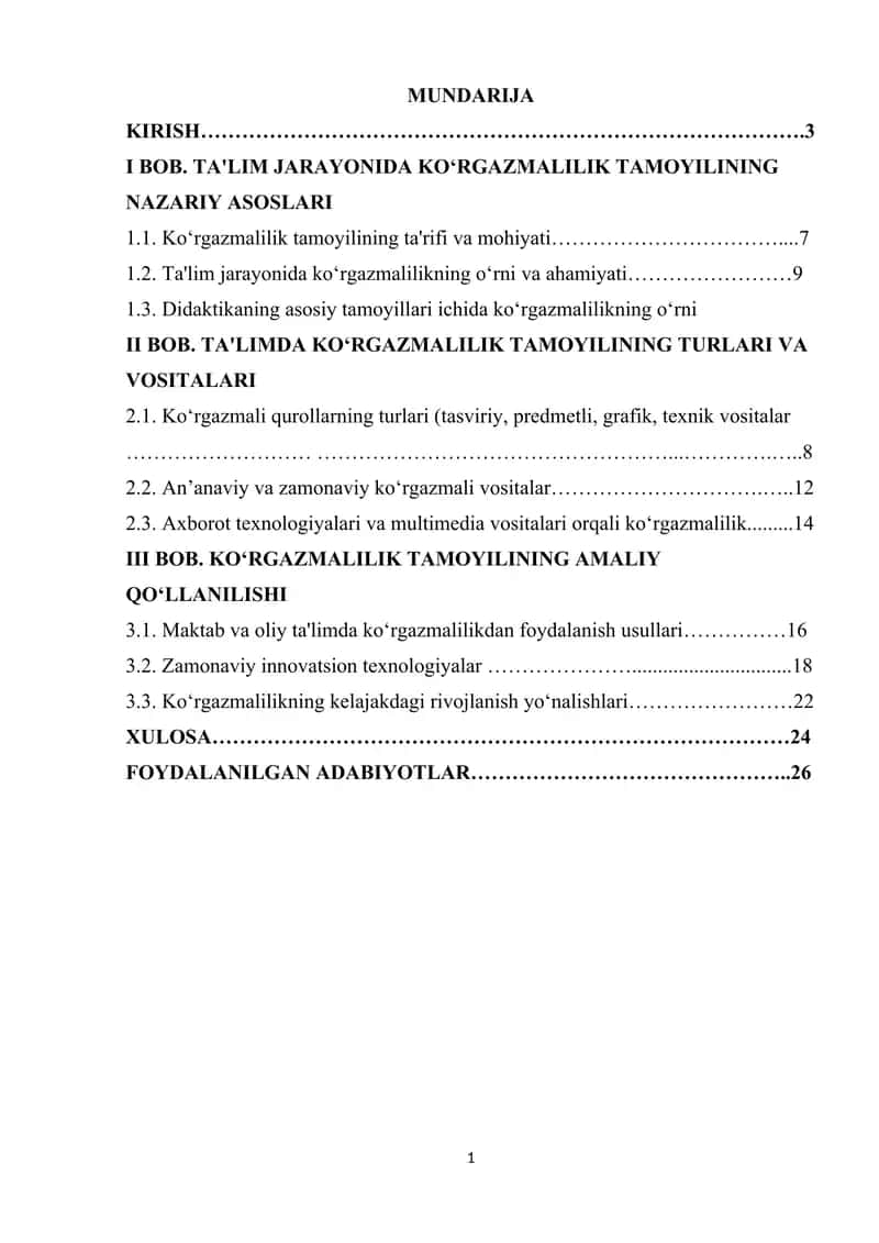 TA'LIM JARAYONIDA KO‘RGAZMALILIK TAMOYILINING NAZARIY ASOSLARI