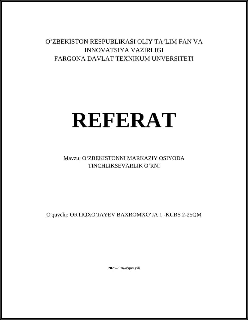 Oʻzbekistonni Markaziy Osiyoda Tinchliksevarlik Oʻrni