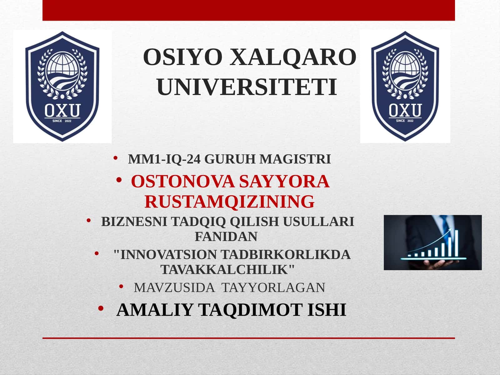 "INNOVATSION TADBIRKORLIKDA TAVAKKALCHILIK"