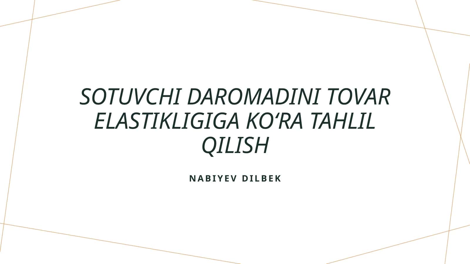 Tovar elastikligi va daromad o'rtasidagi bog'lanish