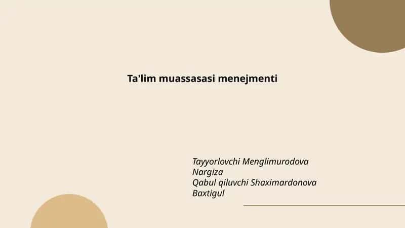Ta'lim muassasasi menejmenti