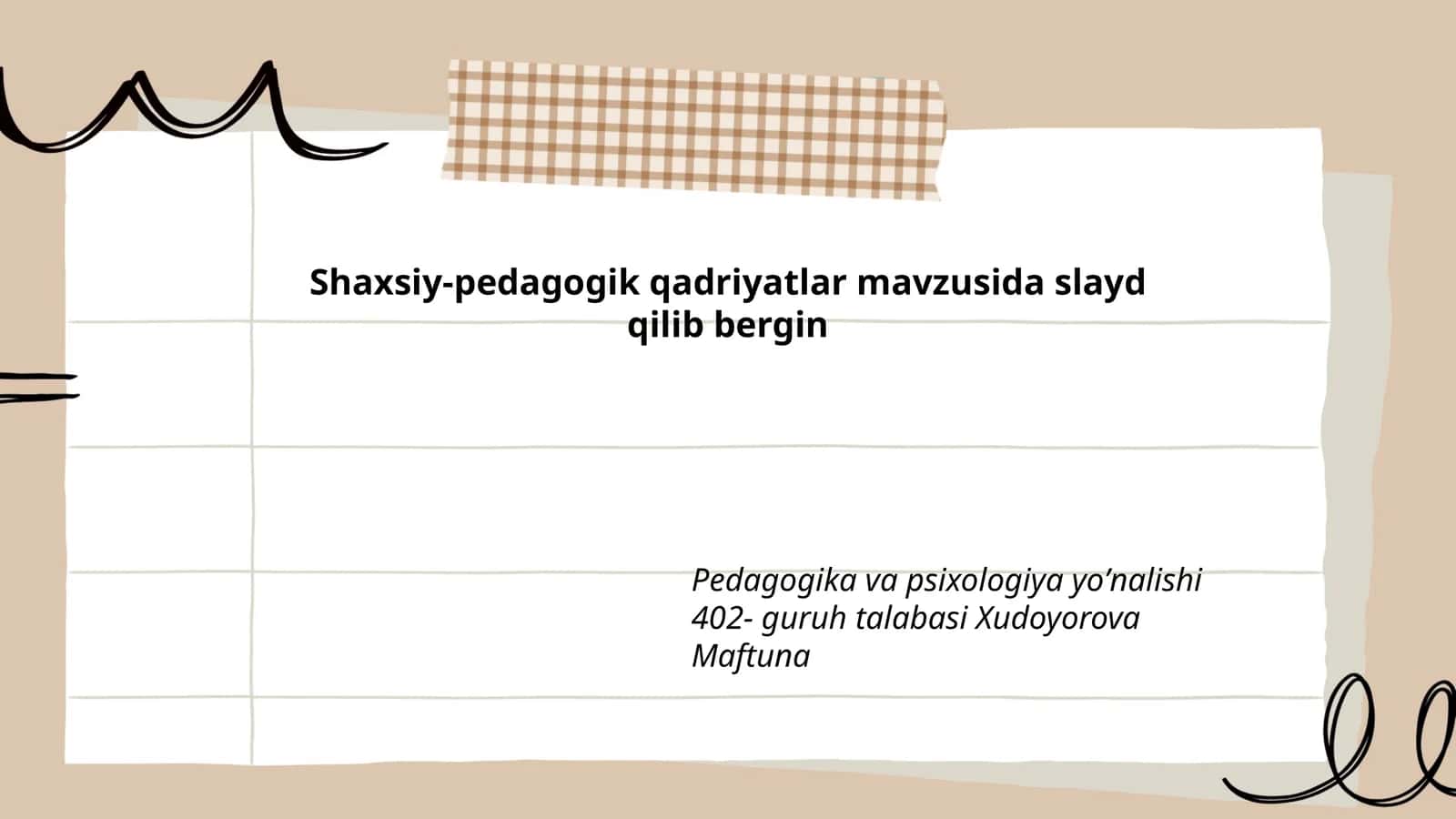 Shaxsiy-pedagogik qadriyatlar