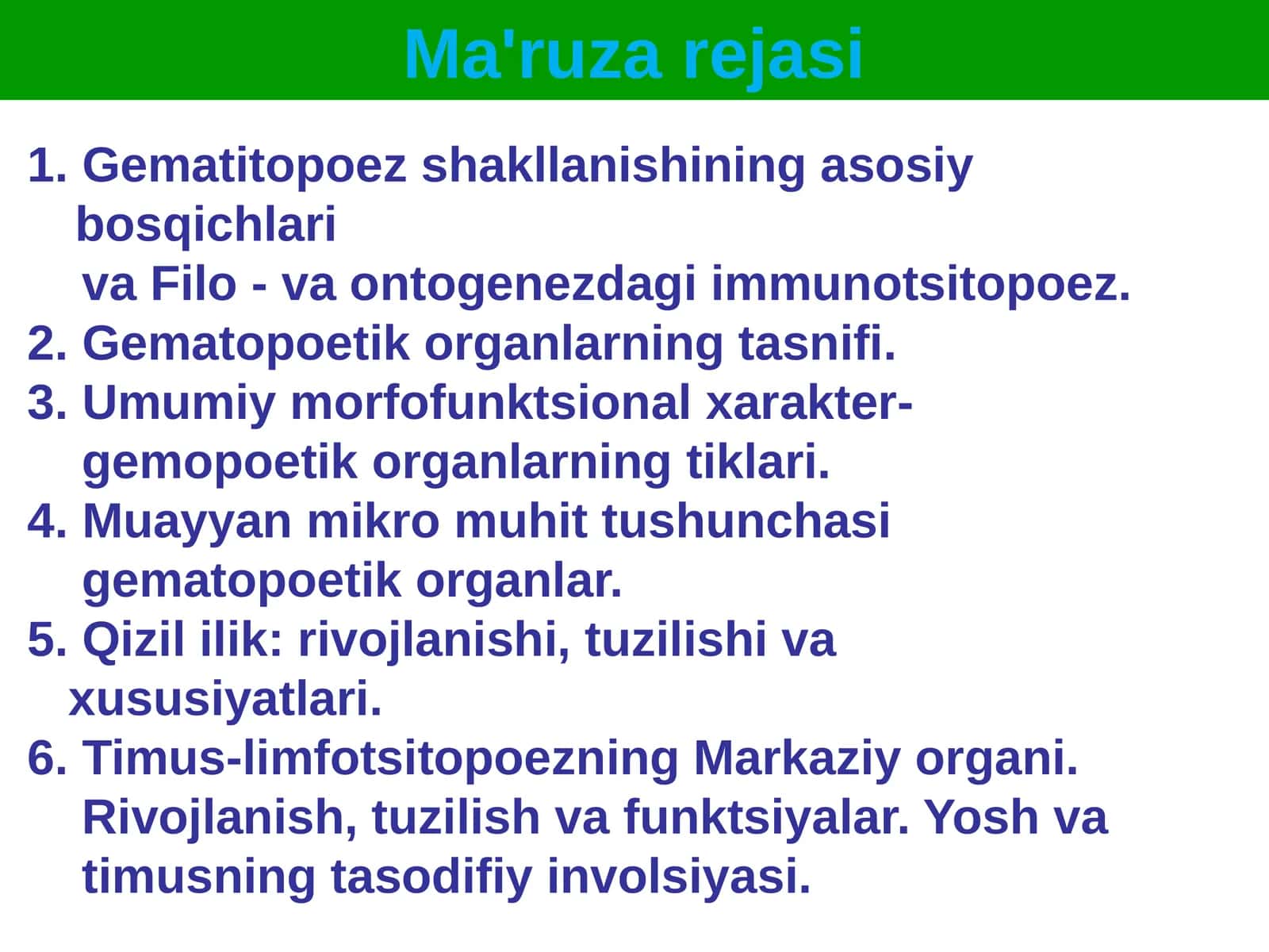 Gematopoetik organlarning ovulyatsiyasi