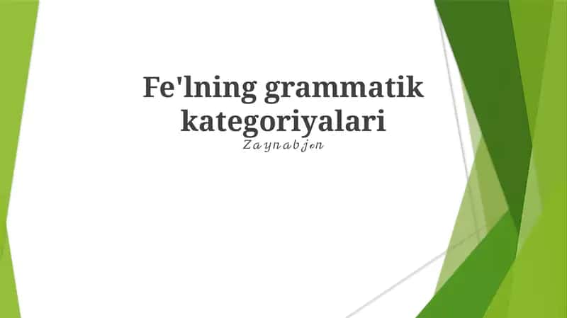 Fe'lning grammatik kategoriyalari