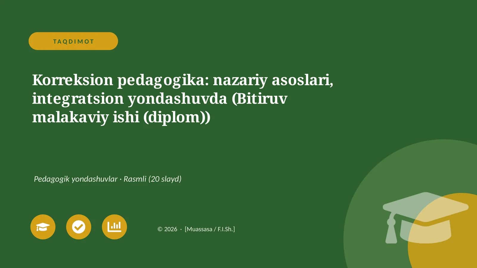 Korreksion pedagogika: nazariy asoslari, integratsion yondashuvda (Bitiruv malakaviy ishi (diplom))