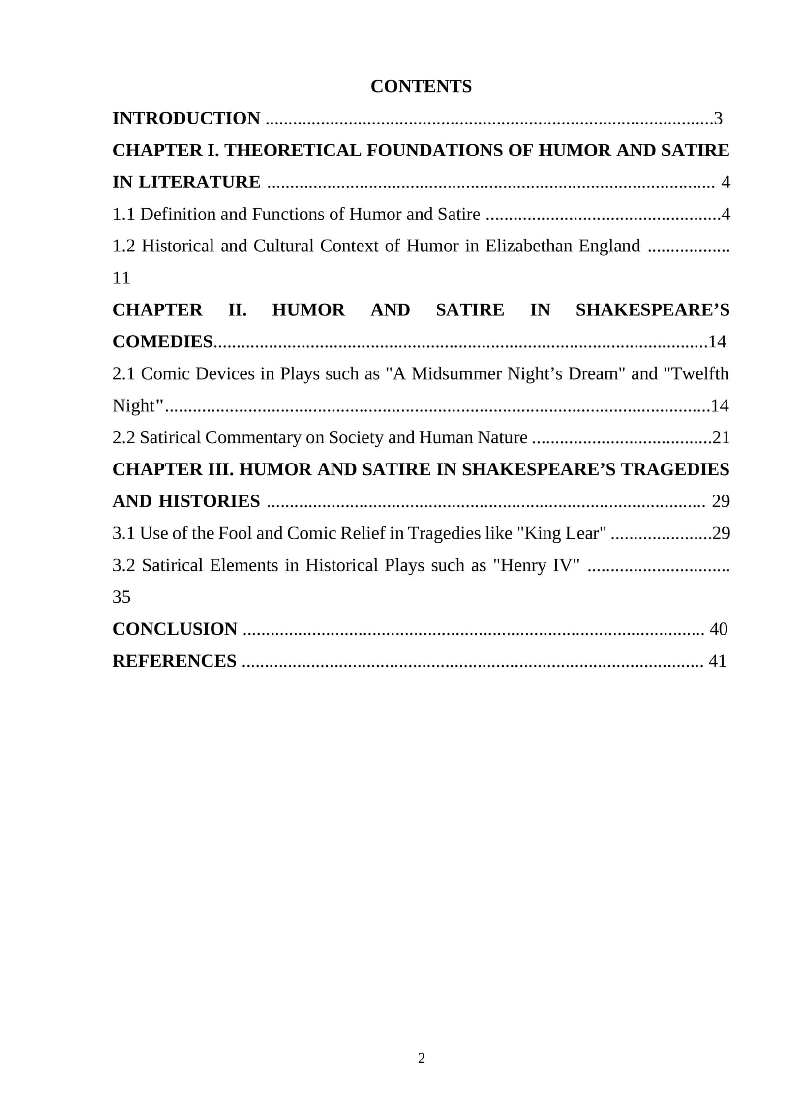 HUMOR AND SATIRE IN SHAKESPEARE'S WORKS