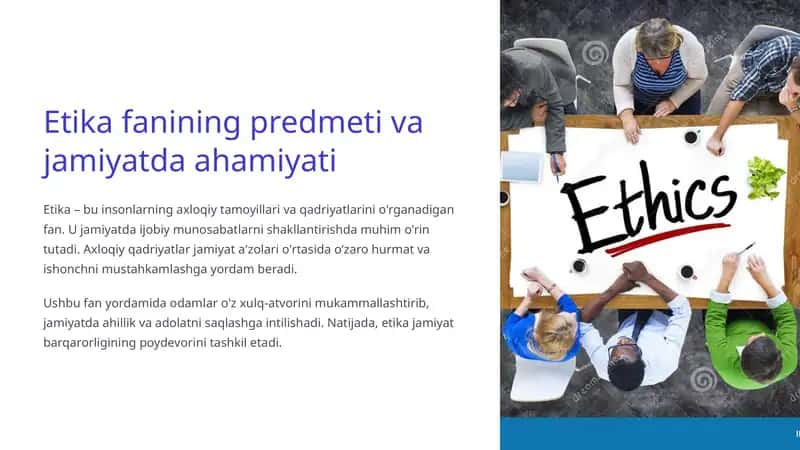 Etika fanining predmeti va jamiyatda ahamiyati