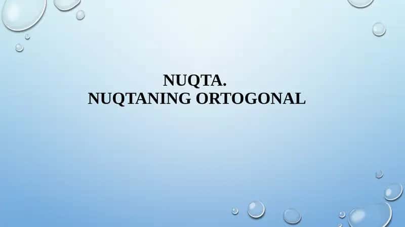 Ortogonal proyeksiyalash
