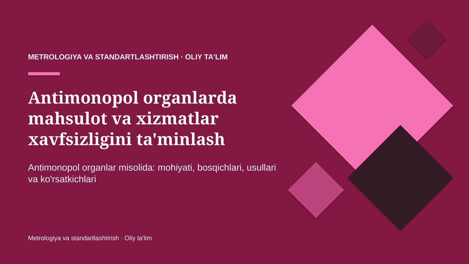Antimonopol organlarda mahsulot va xizmatlar xavfsizligini ta'minlash