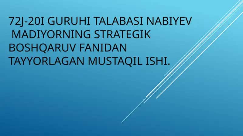 STRATEGIK BOSHQARUV-MOHIYATI VAZIFALARI