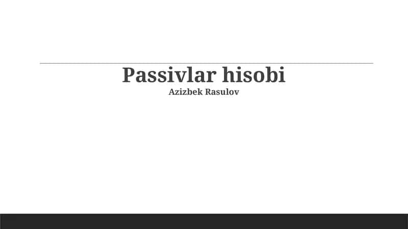 Passivlar hisobi
