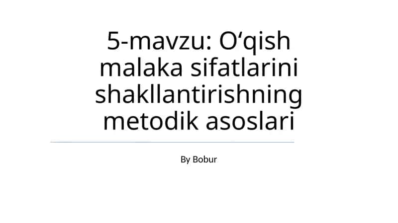 O'qish ko'nikmalarini rivojlantirish