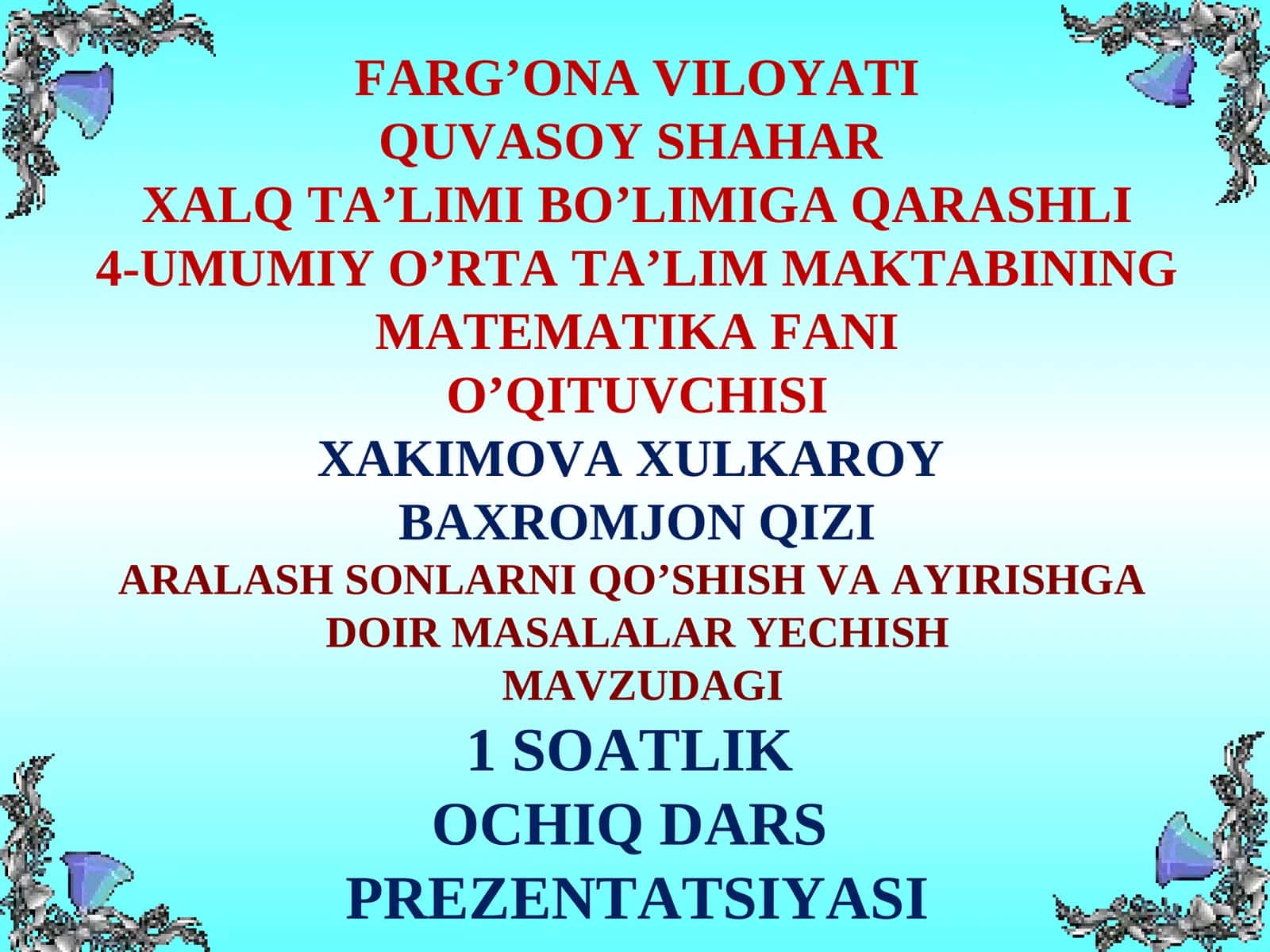 Mavzu: Masalalar yechish, Aralash sonlar