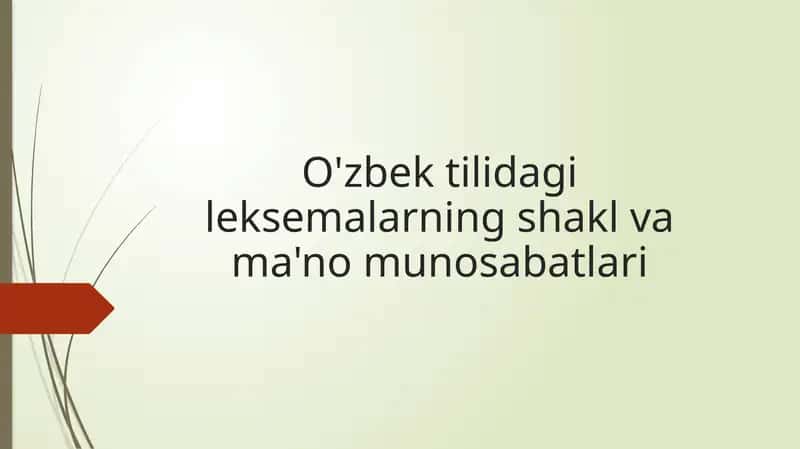 O'zbek tilidagi leksemalarning shakl va ma'no munosabatlari