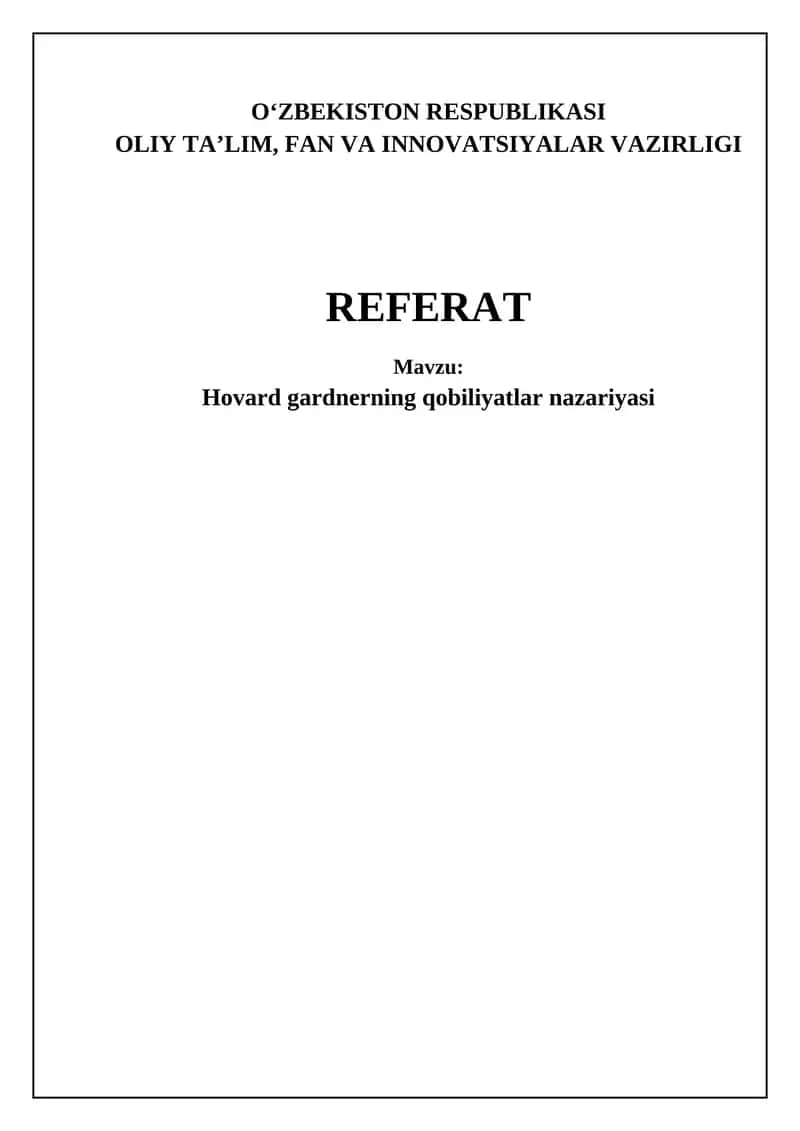Howard Gardnerning qobiliyatlar nazariyasi