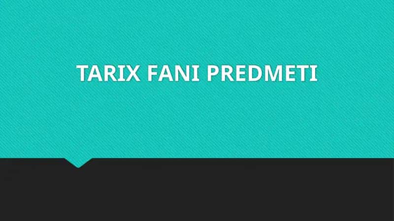 Tarix fani predmeti