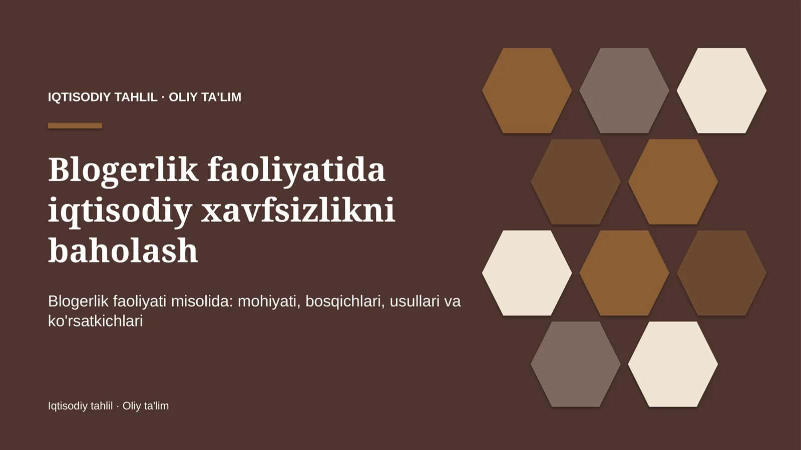 Iqtisodiy xavfsizlikni baholash: mohiyati