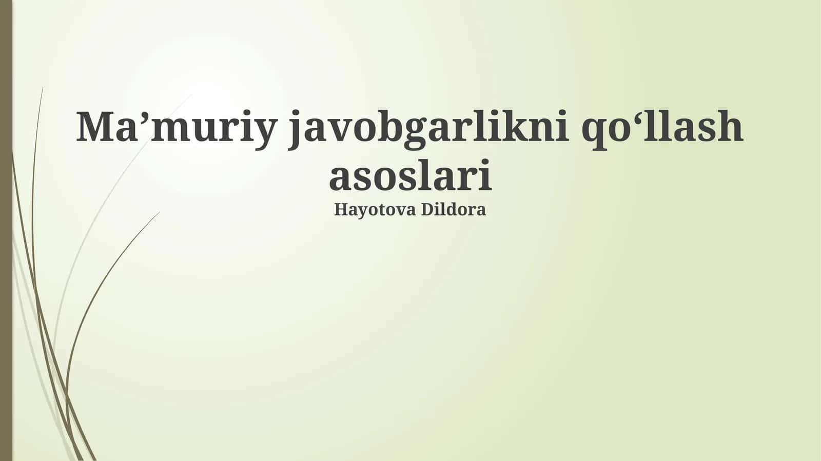 Ma’muriy javobgarlikni qo‘llash asoslari