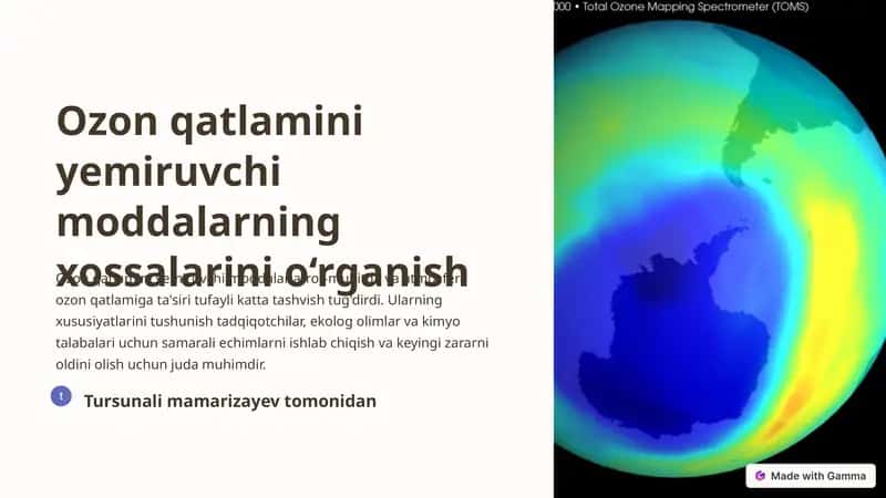 Ozon qatlamini yemiruvchi moddalarning xossalarini o‘rganish