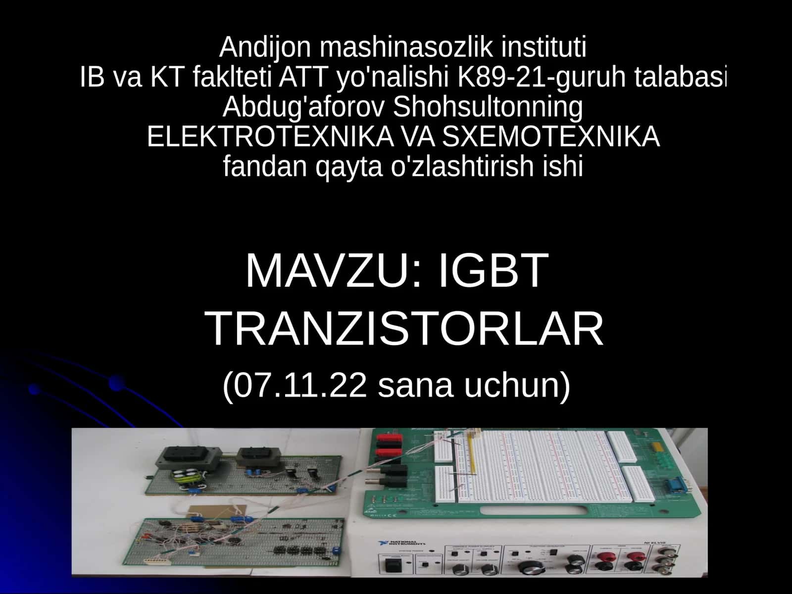 ELEKTROTEXNIKA VA SXEMOTEXNIKA