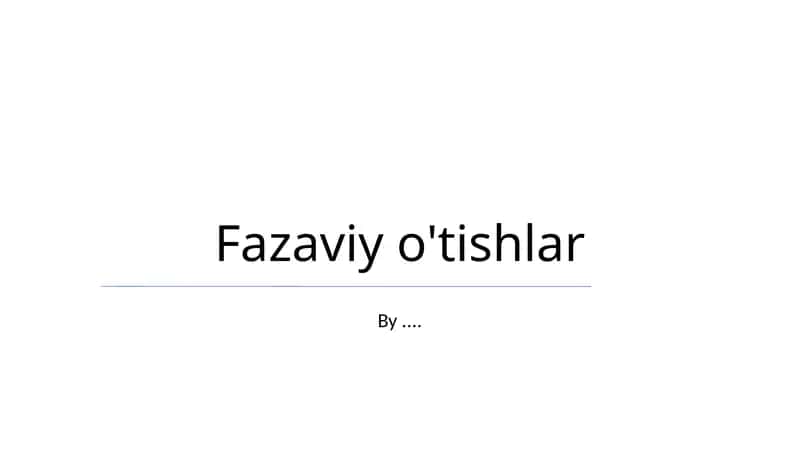 Fazaviy o'tishlar