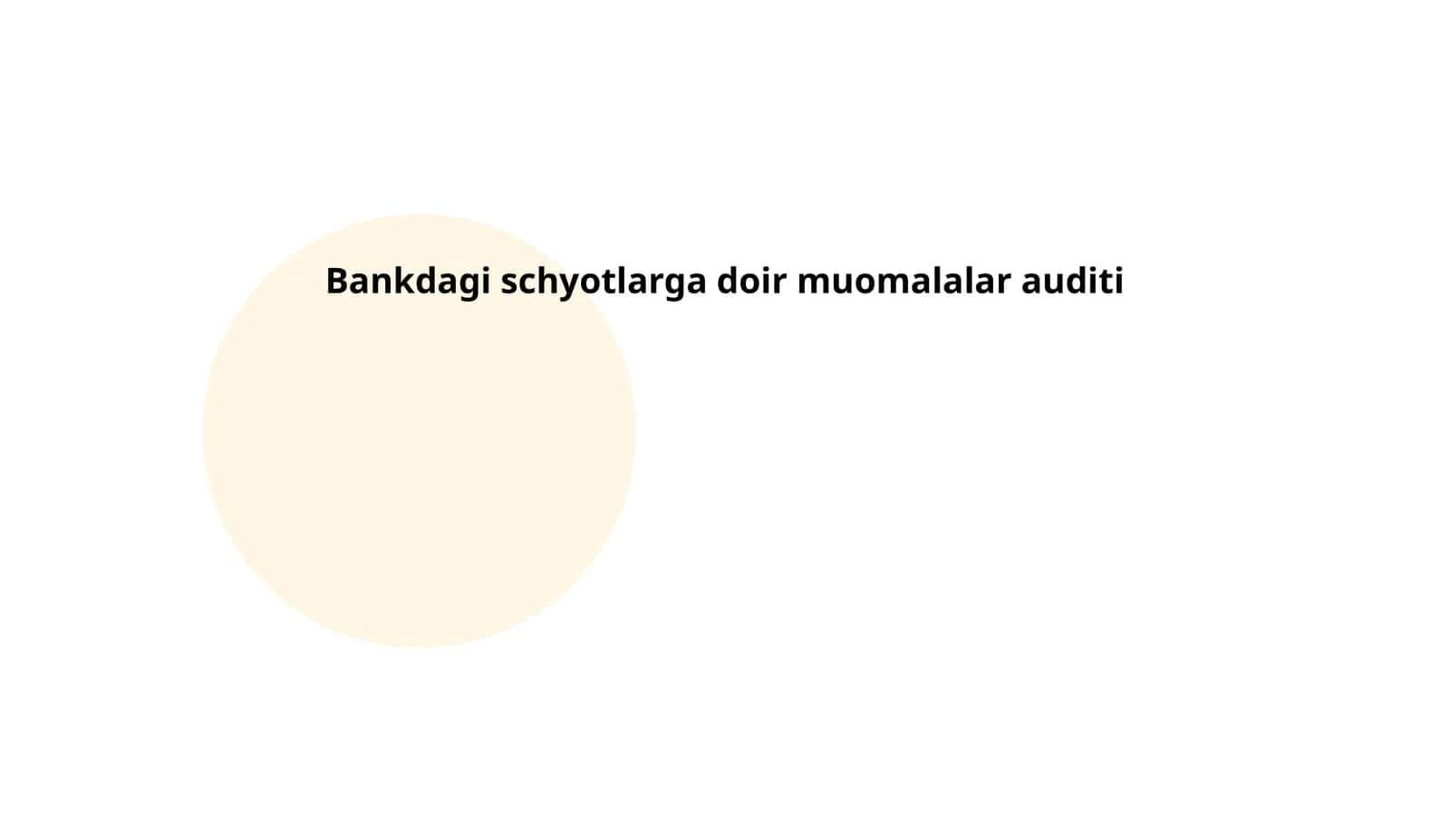 Bankdagi schyotlarga doir muomalalar auditi