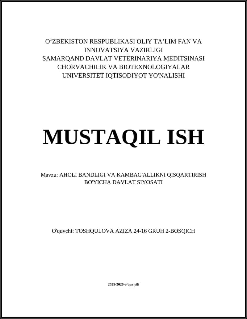 Bandlik siyosati va kambag'allikni kamaytirish strategiyasi