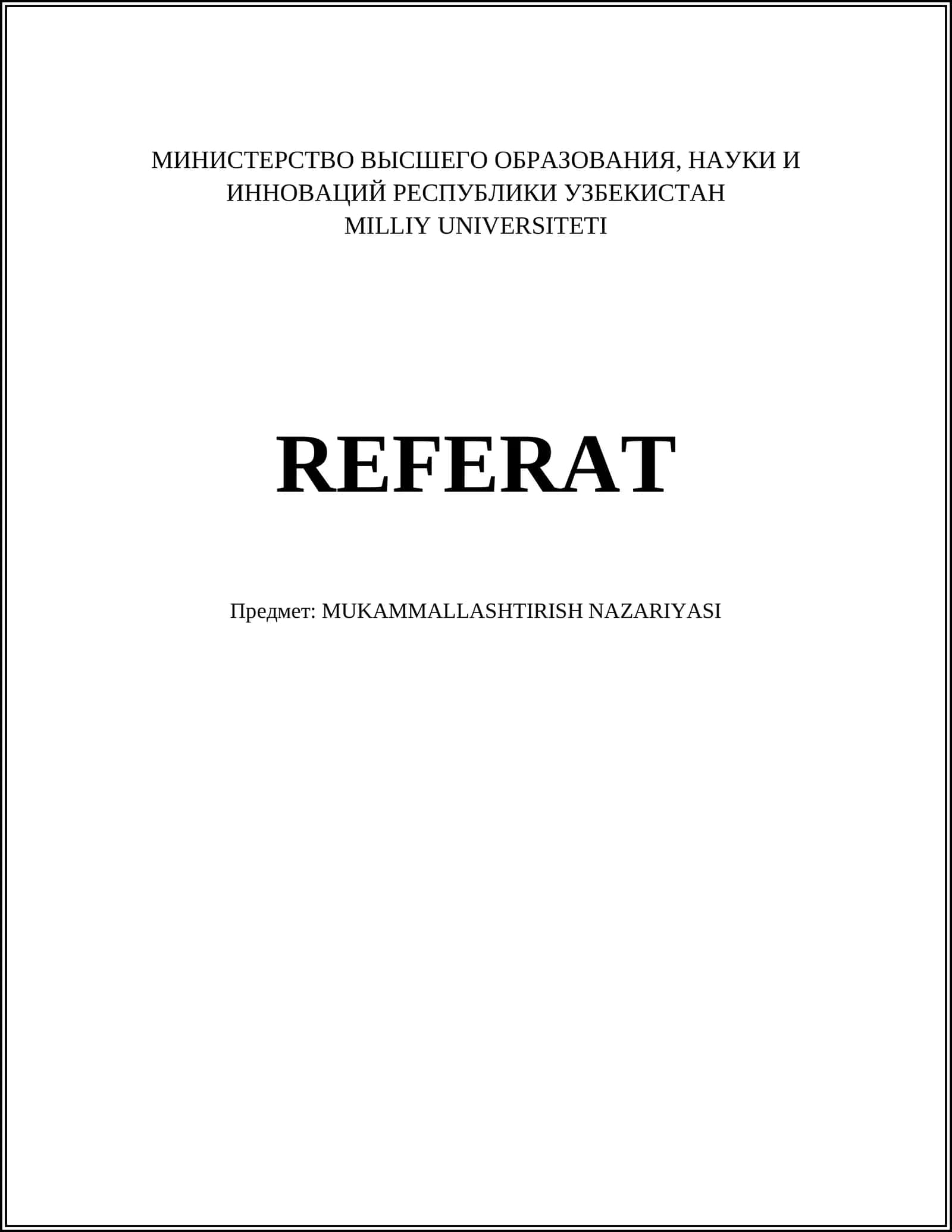 MUKAMMALLASHTIRISH NAZARIYASI