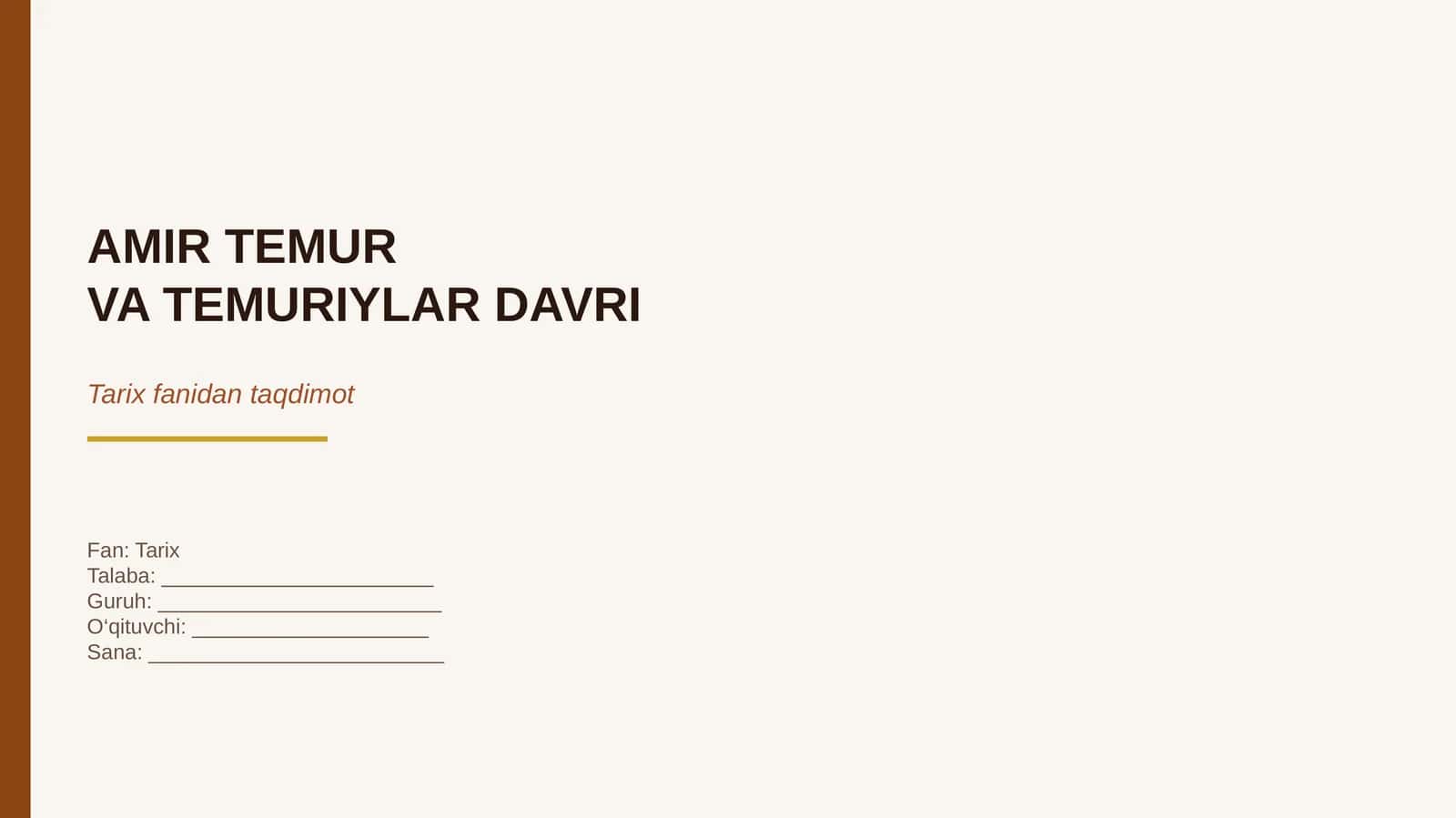 AMIR TEMUR VA TEMURIYLAR DAVRI