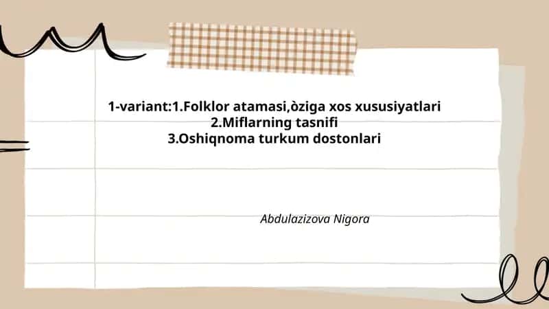 Folklor Atamasi va uning etimologiyasi