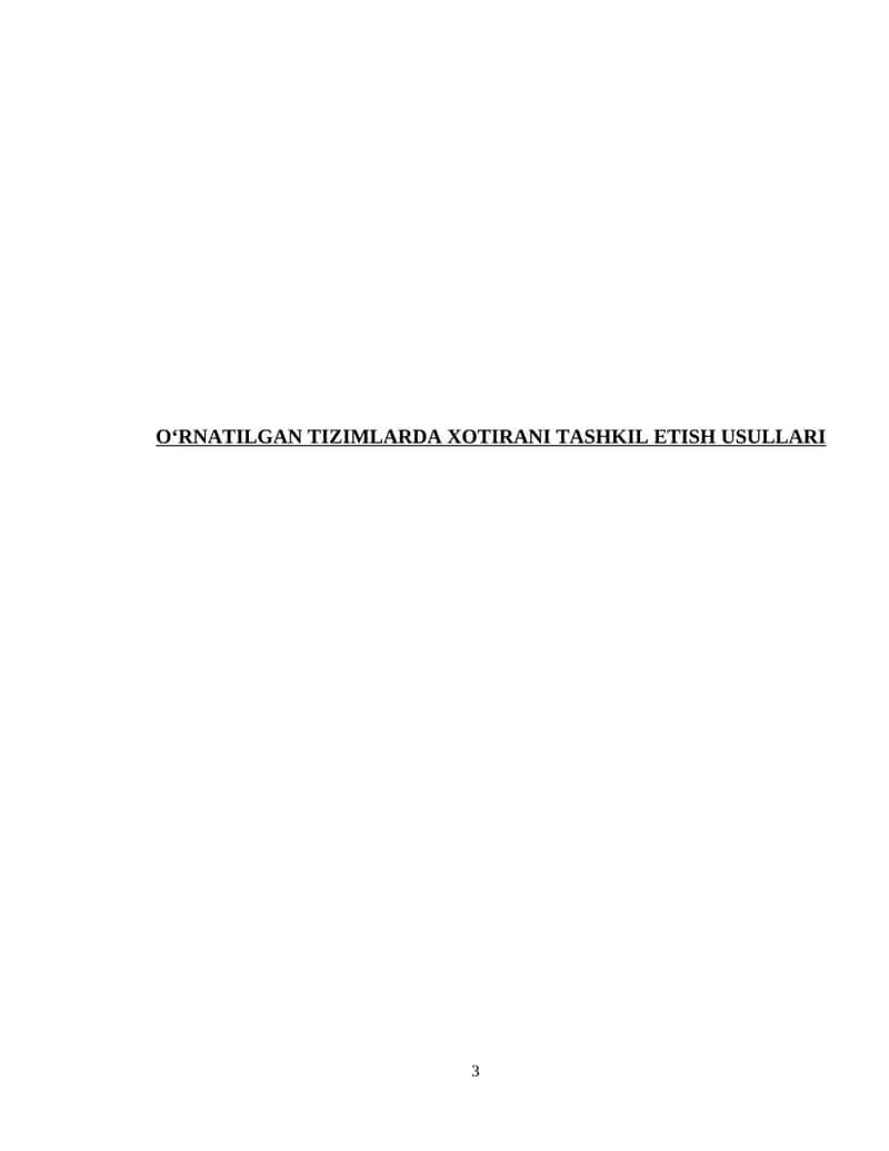 O‘RNATILGAN TIZIMLARDA XOTIRANI TASHKIL ETISH USULLARI