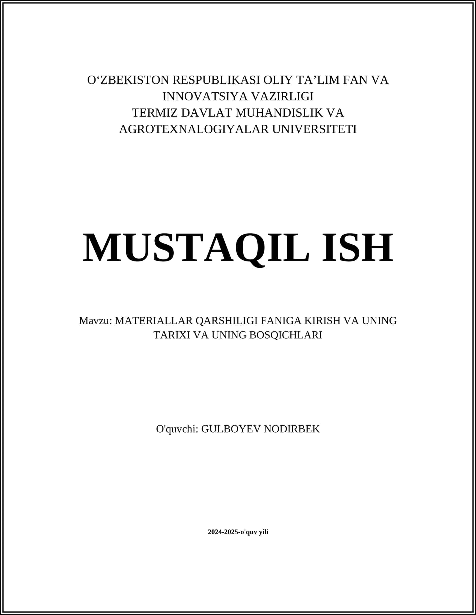 Materiallar qarshiligi faniga kirish va uning tarixi va uning bosqichlari