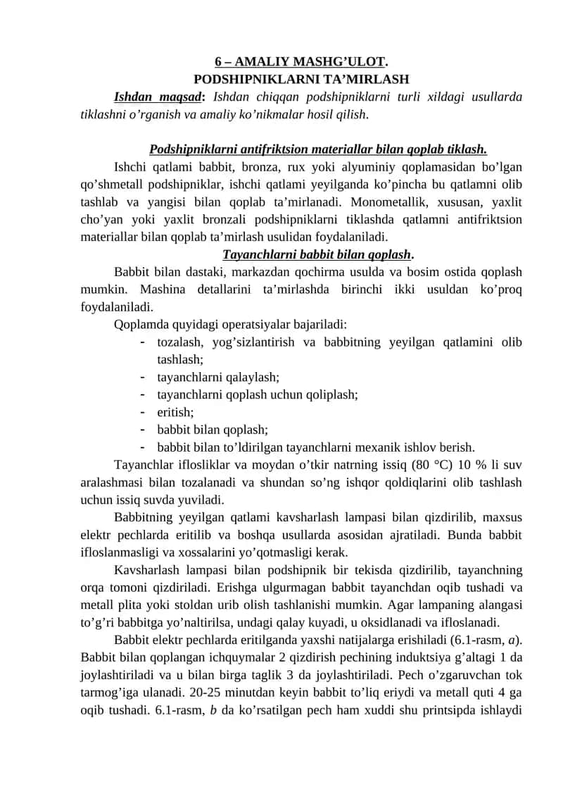 PODSHIPNIKLARNI TA’MIRLASH