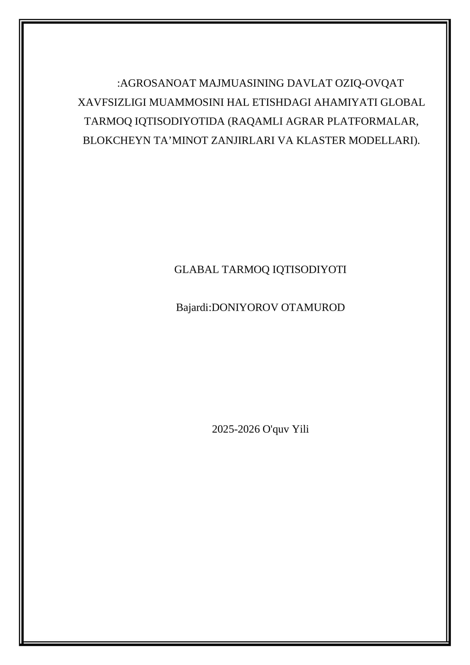GLABAL TARMOQ IQTISODIYOTI