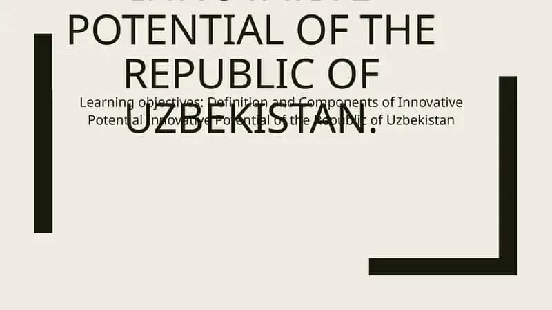 INNOVATIVE POTENTIAL OF THE REPUBLIC OF UZBEKISTAN