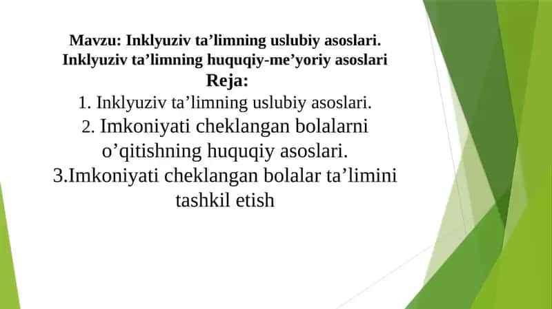 Inklyuziv ta’limning uslubiy asoslari