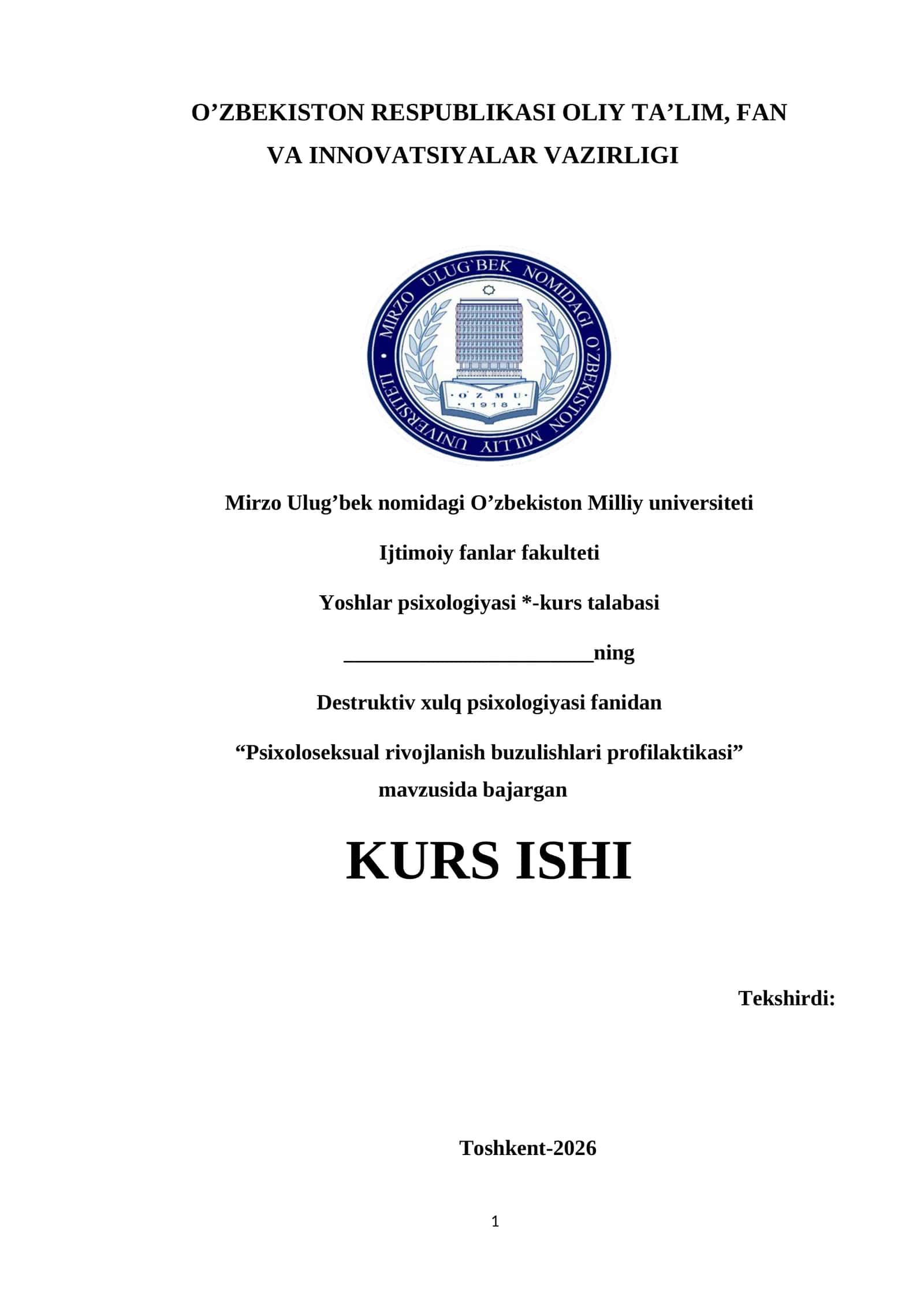Psixoloseksual rivojlanish buzulishlari profilaktikasi