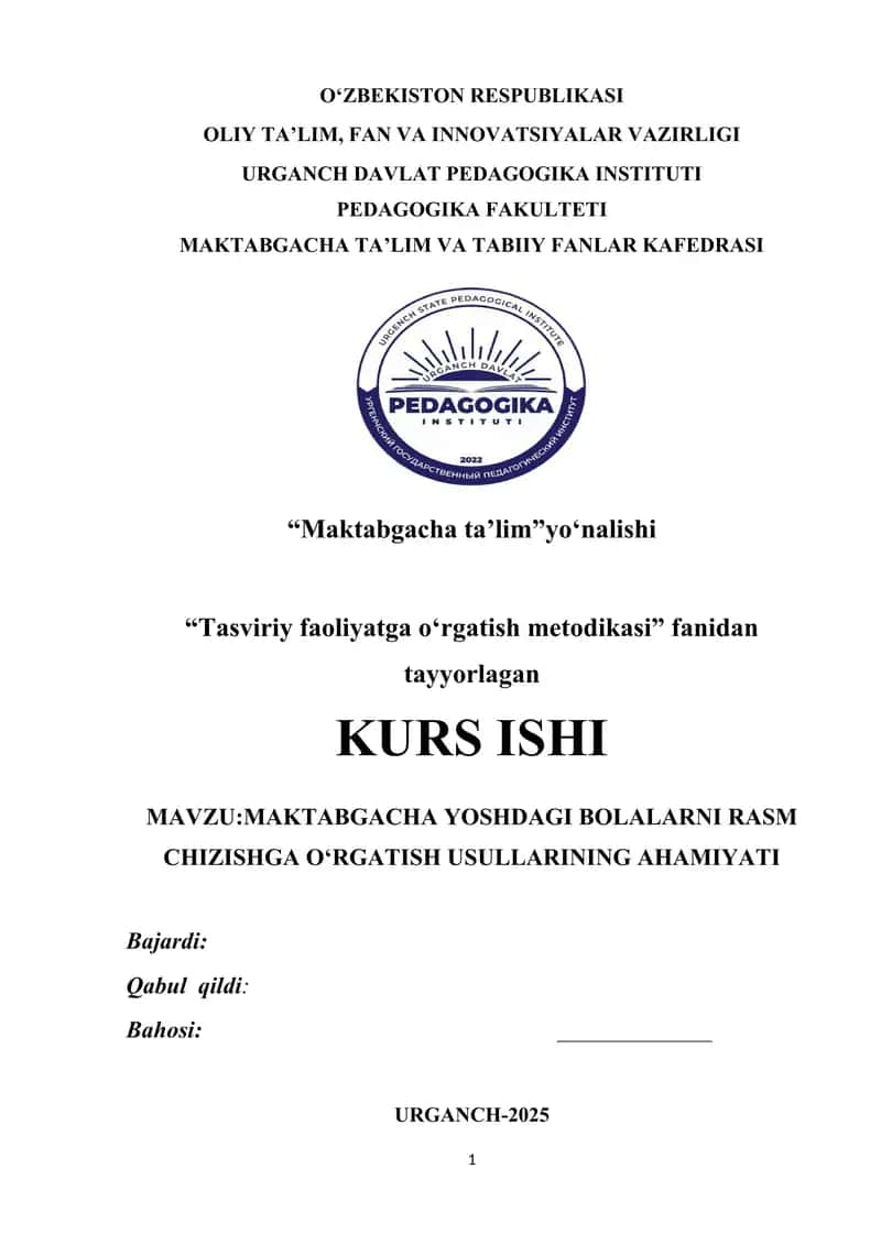 TASVIRIY FAOLIYATGA O‘RGATISH METODIKASI