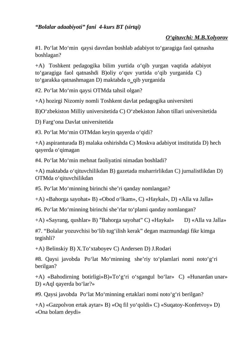 Bolalar adaabiyoti