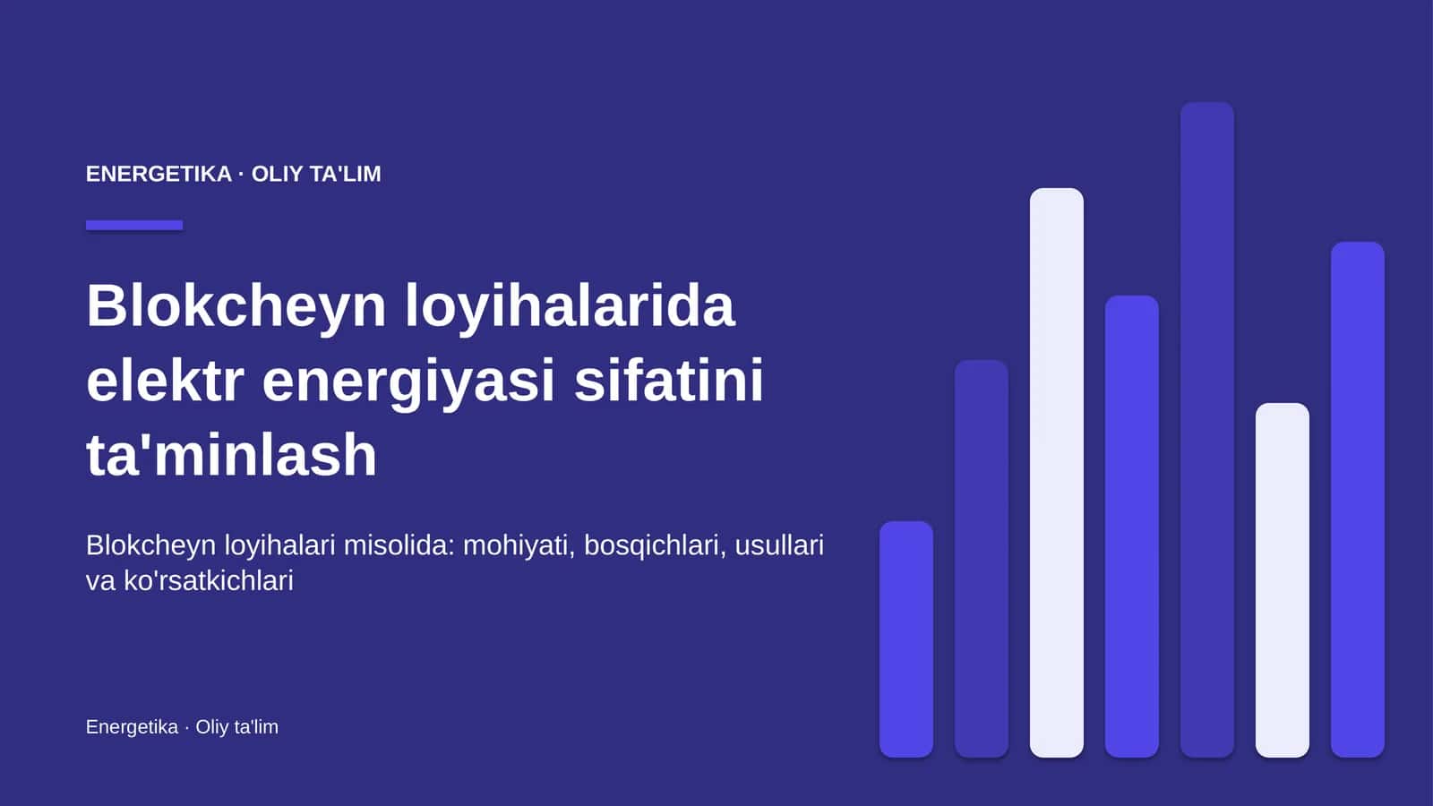 Blokcheyn loyihalarida elektr energiyasi sifatini ta'minlash