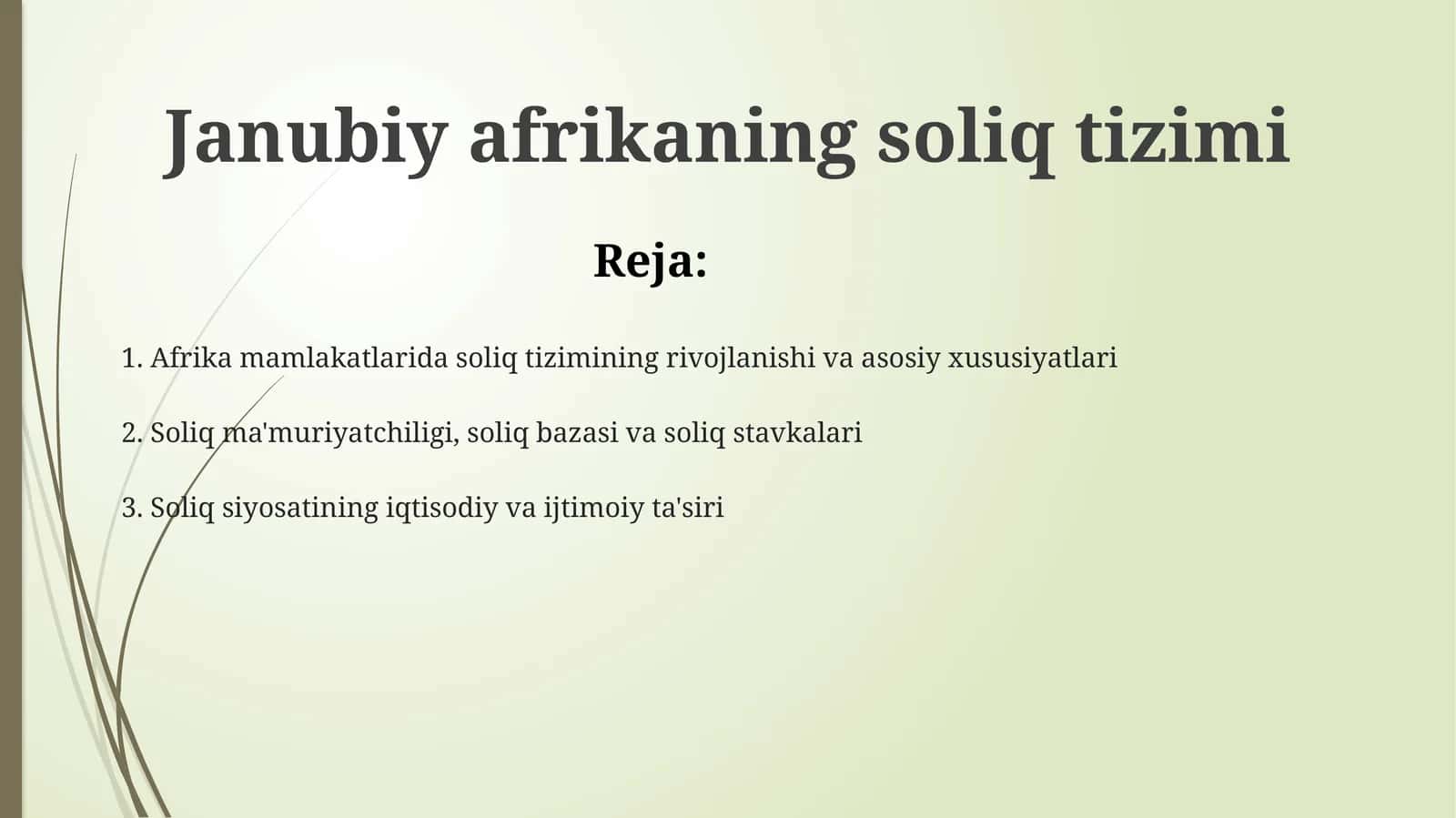 Janubiy afrikaning soliq tizimi